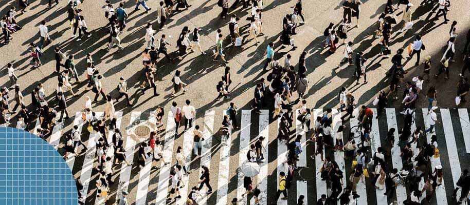 Sky view of a crowded street