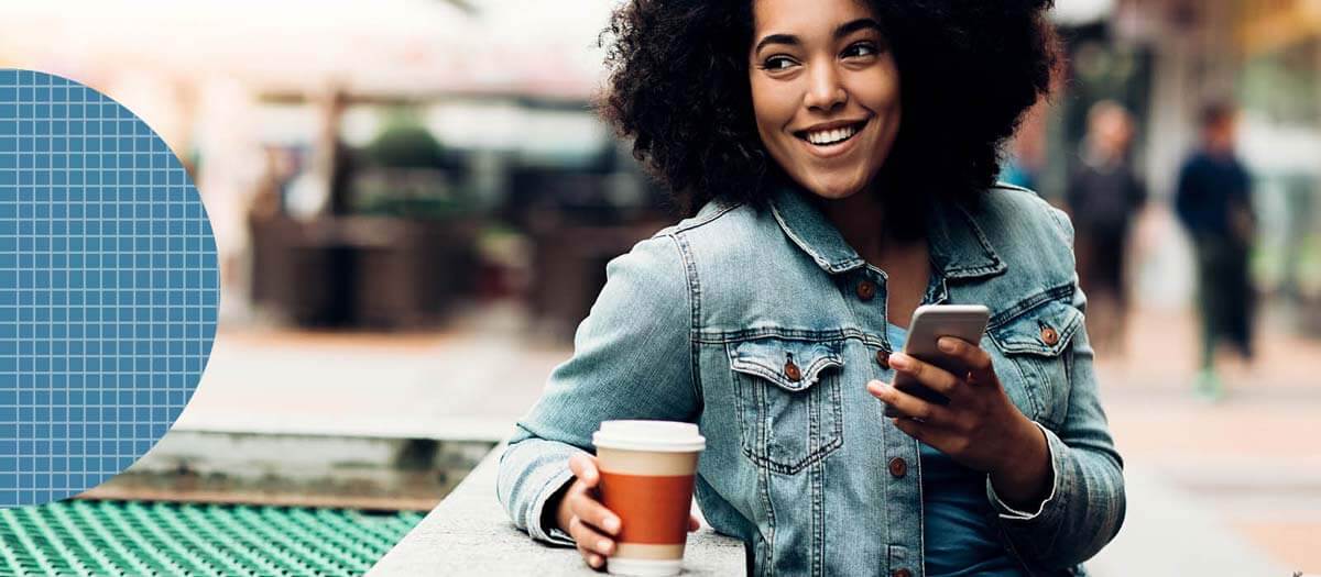 Girl looking at her phone for information