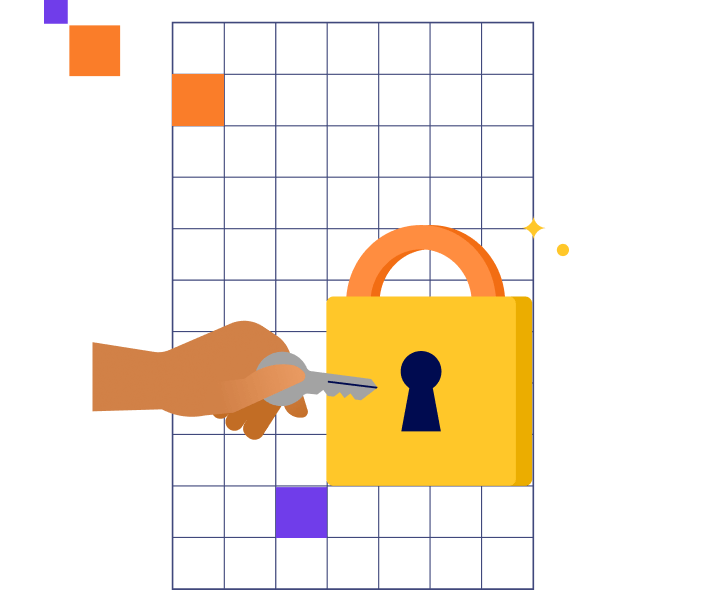 Hand holding a key to a lock