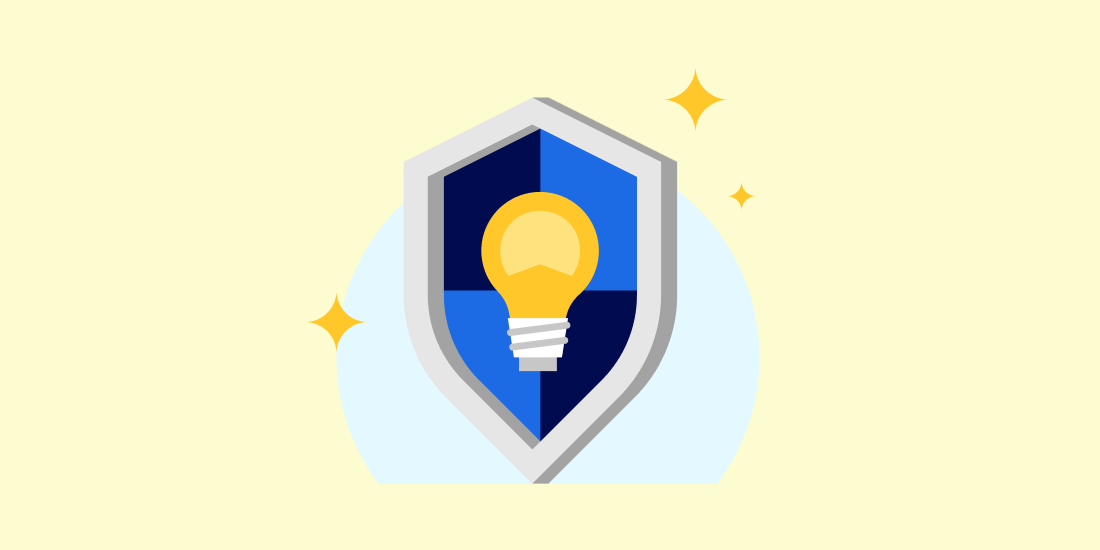 Illustration of an armor shield and lightbulb