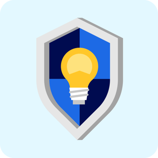 A lightbulb with Betterment logo on it inside a shield.