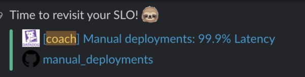 SLO message in Slack