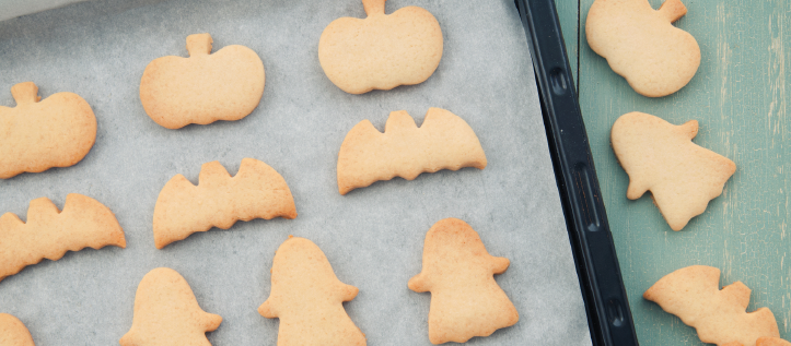 Tray of Halloween shape cookies