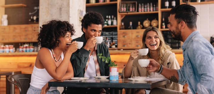 Group of millennials at a coffee shop